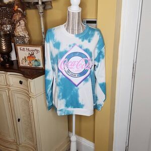 Coca cola tie dye blue and white sweatshirt women's size M